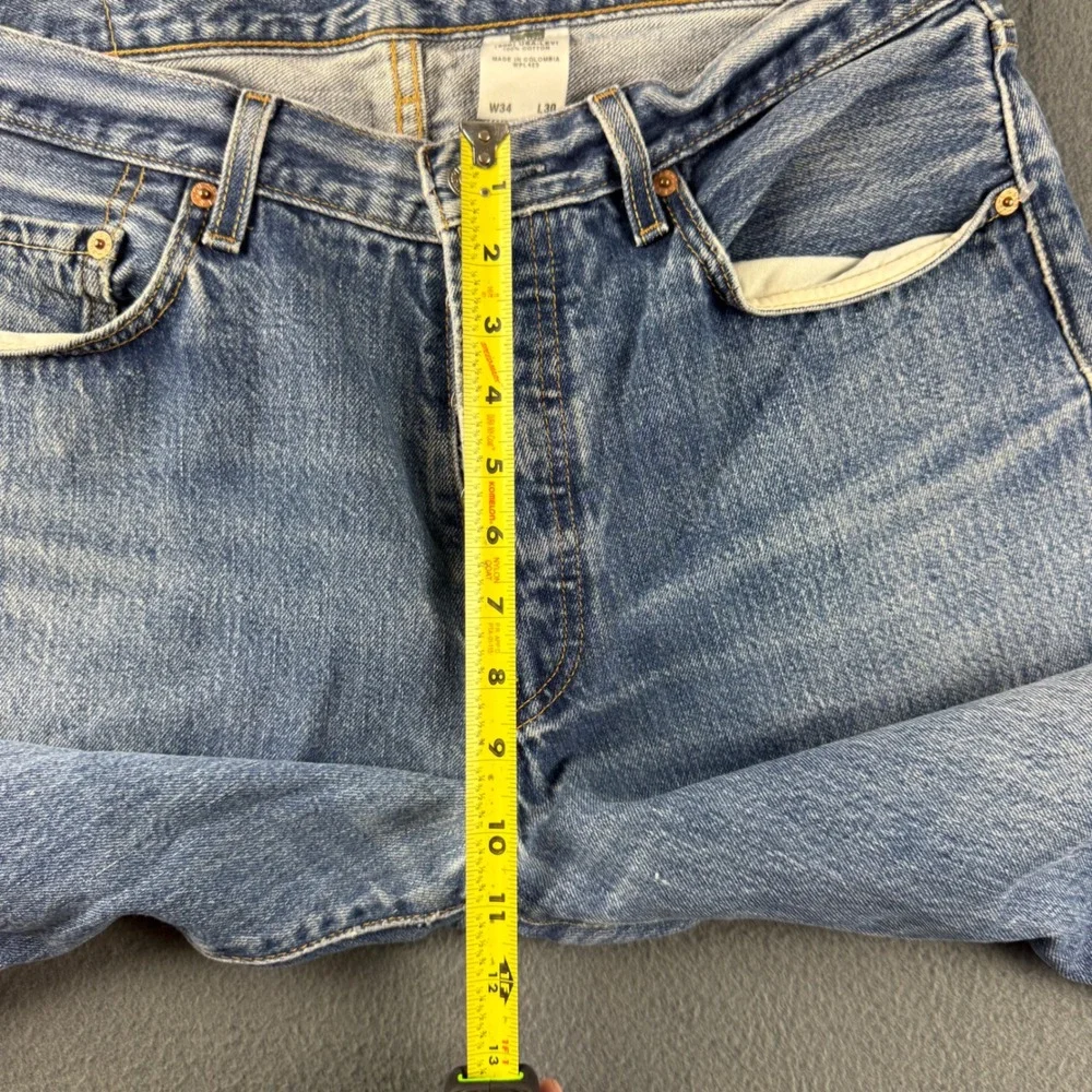 Levis 501 Jeans Men's 34x30 Blue Straight Leg Regular Fit Button Fly Wallet Fade